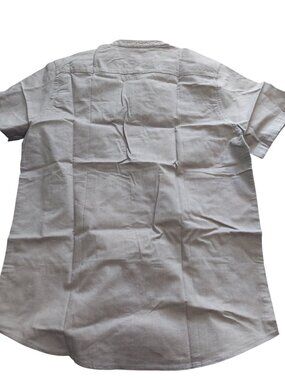 Max Mens Gray Mandarin Collar Short Sleeve Button-Up Shirt Size M 1462